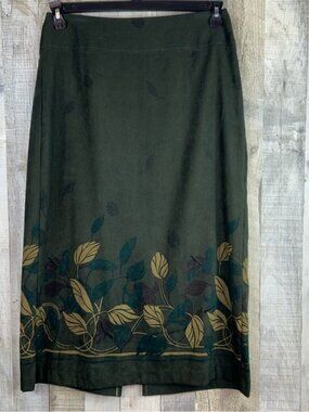 Requirements Vintage Moleskin Feel Size 6 Floral Green Skirt Back Zipper Closure